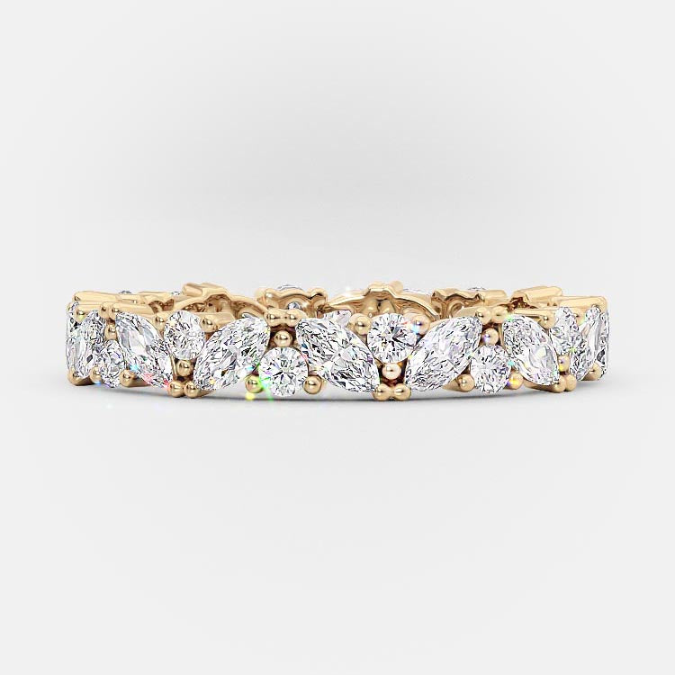 0.50 CT Marquise & Round Cut Lab Grown Diamond Wedding Band For her Mapple Gems