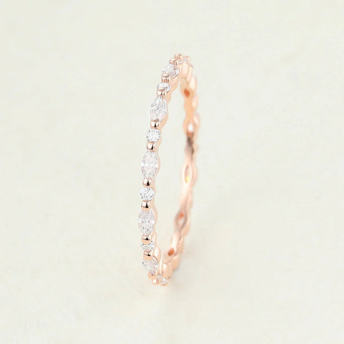 Marquise & Round Shaped Moissanite Alternative Stone Wedding Band Mapple Gems