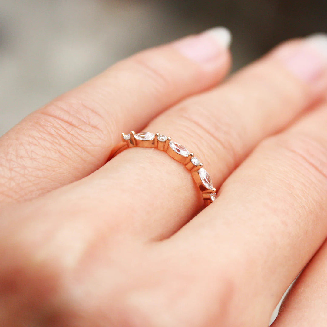 0.26ctw Marquise and Round Cut Half Eternity Wedding Band Mapple Gems