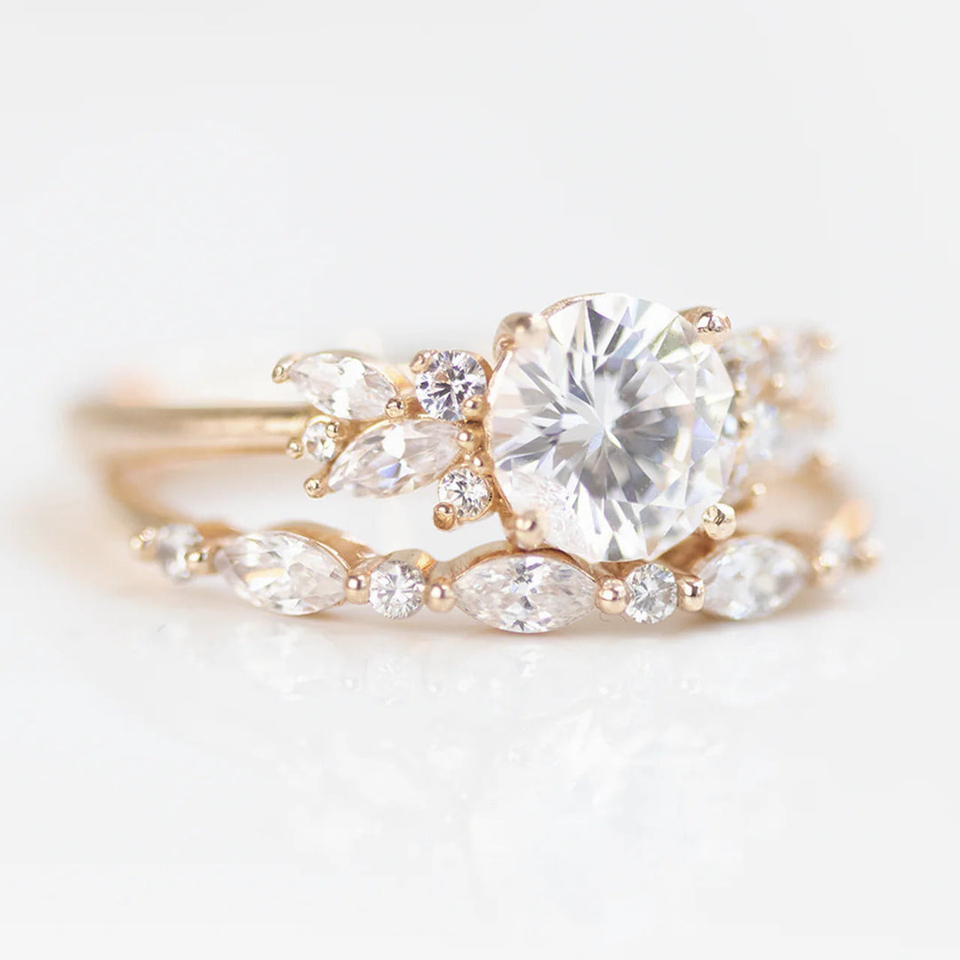 0.26ctw Marquise and Round Cut Half Eternity Wedding Band Mapple Gems