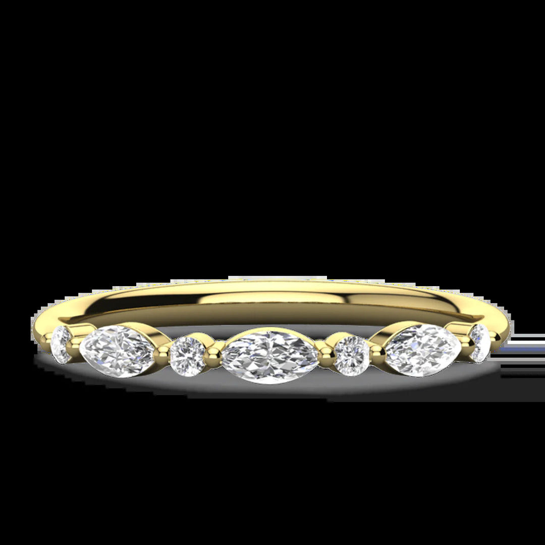 0.26ctw Marquise and Round Cut Half Eternity Wedding Band Mapple Gems