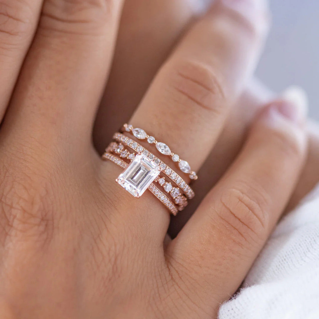 0.26ctw Marquise and Round Cut Half Eternity Wedding Band Mapple Gems
