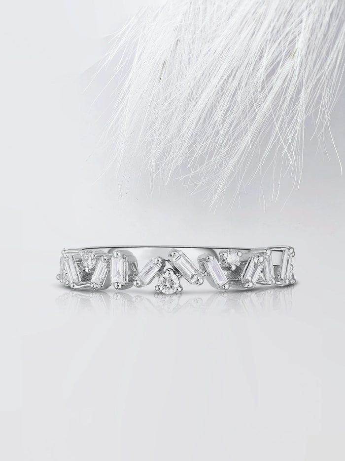 Mixed Shape Moissanite Half Eternity Diamond Wedding Band Mapple Gems