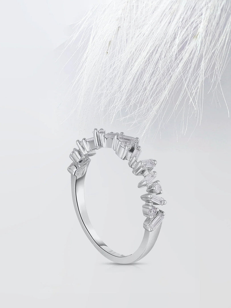 Mixed Shape Moissanite Half Eternity Diamond Wedding Band Mapple Gems