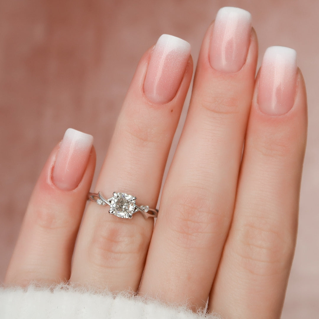 Sparkling Cushion Moissanite Bridal Ring
