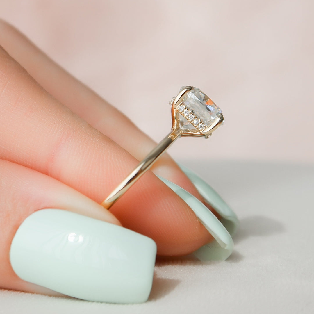Custom Cushion Cut Moissanite Ring