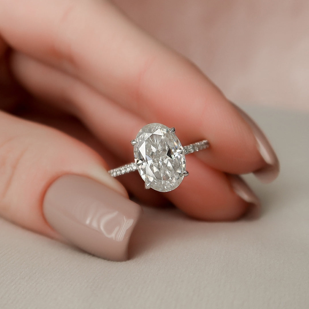 Colorless Moissanite Oval Bridal Ring