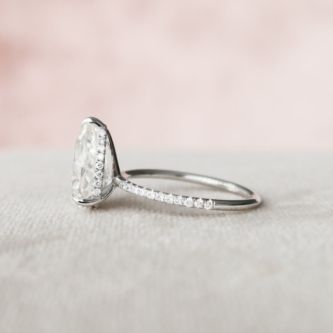 Big Pear Shape Moissanite Anniversary Ring