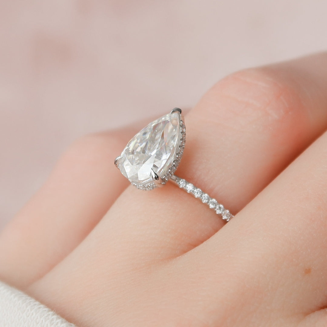 Handmade Pear Moissanite Wedding Ring