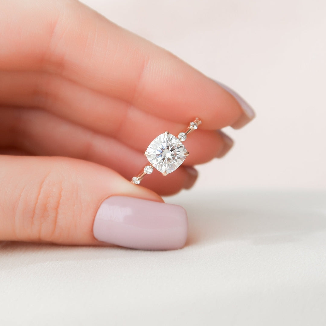 Sparkling Pave Set Cushion Ring