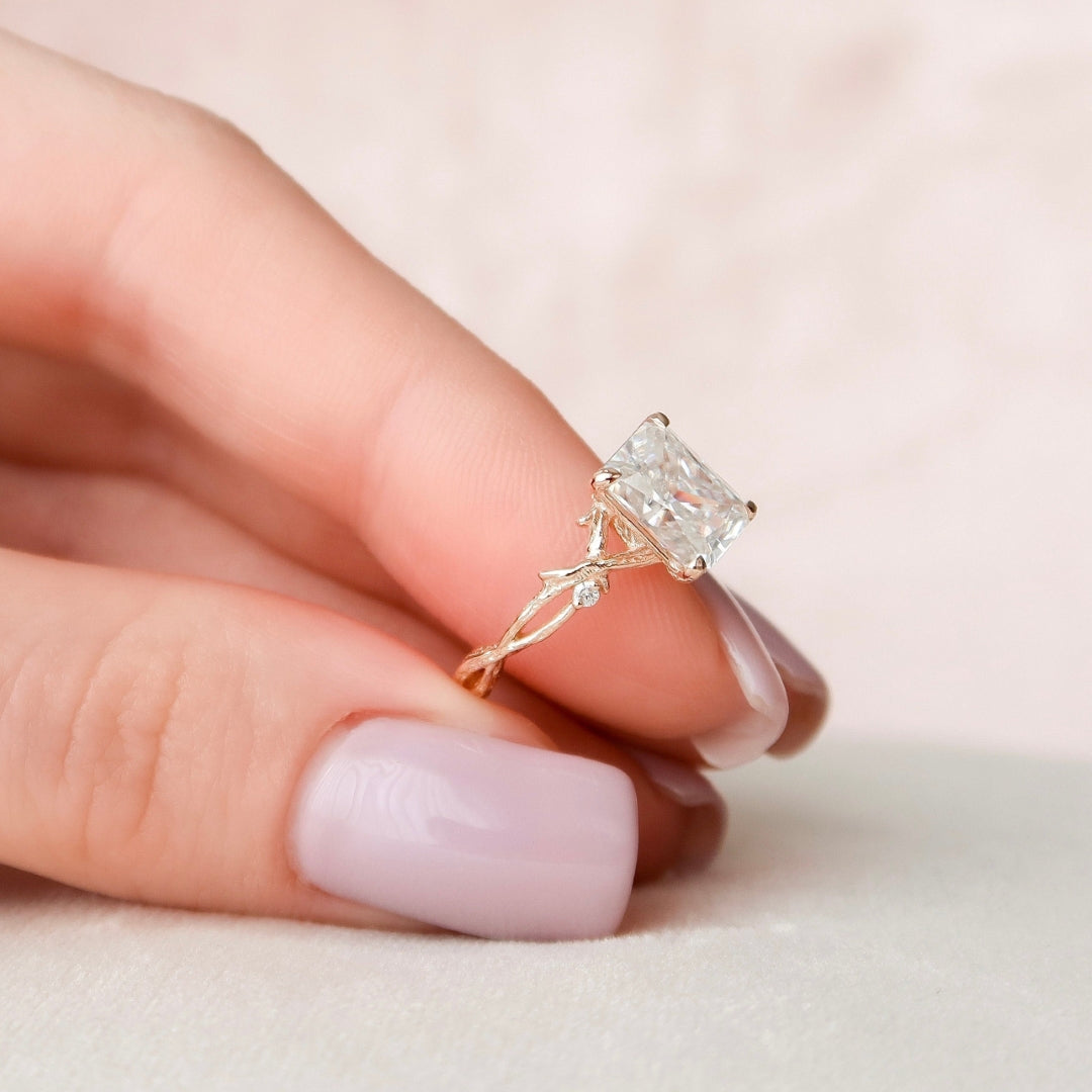 Moissanite 2 CT Radiant Cut Diamond Art Deco Gothic Handmade Anniversary Ring Mapple Gems