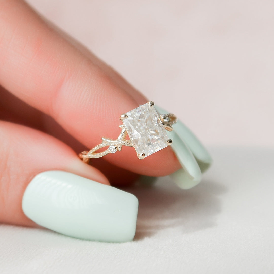 Moissanite 2 CT Radiant Cut Diamond Art Deco Gothic Handmade Anniversary Ring Mapple Gems