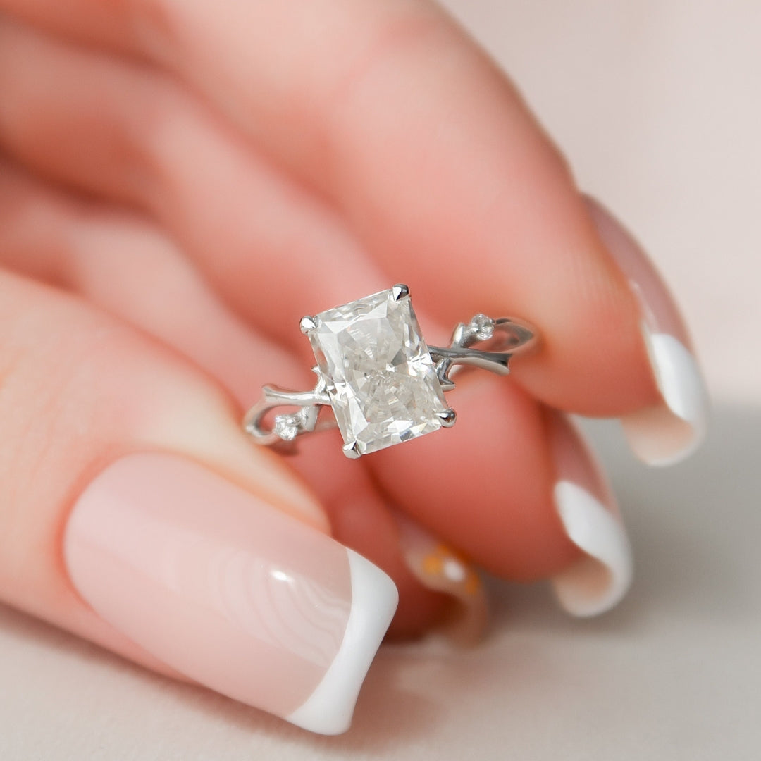 Moissanite 2 CT Radiant Cut Diamond Art Deco Gothic Handmade Anniversary Ring Mapple Gems
