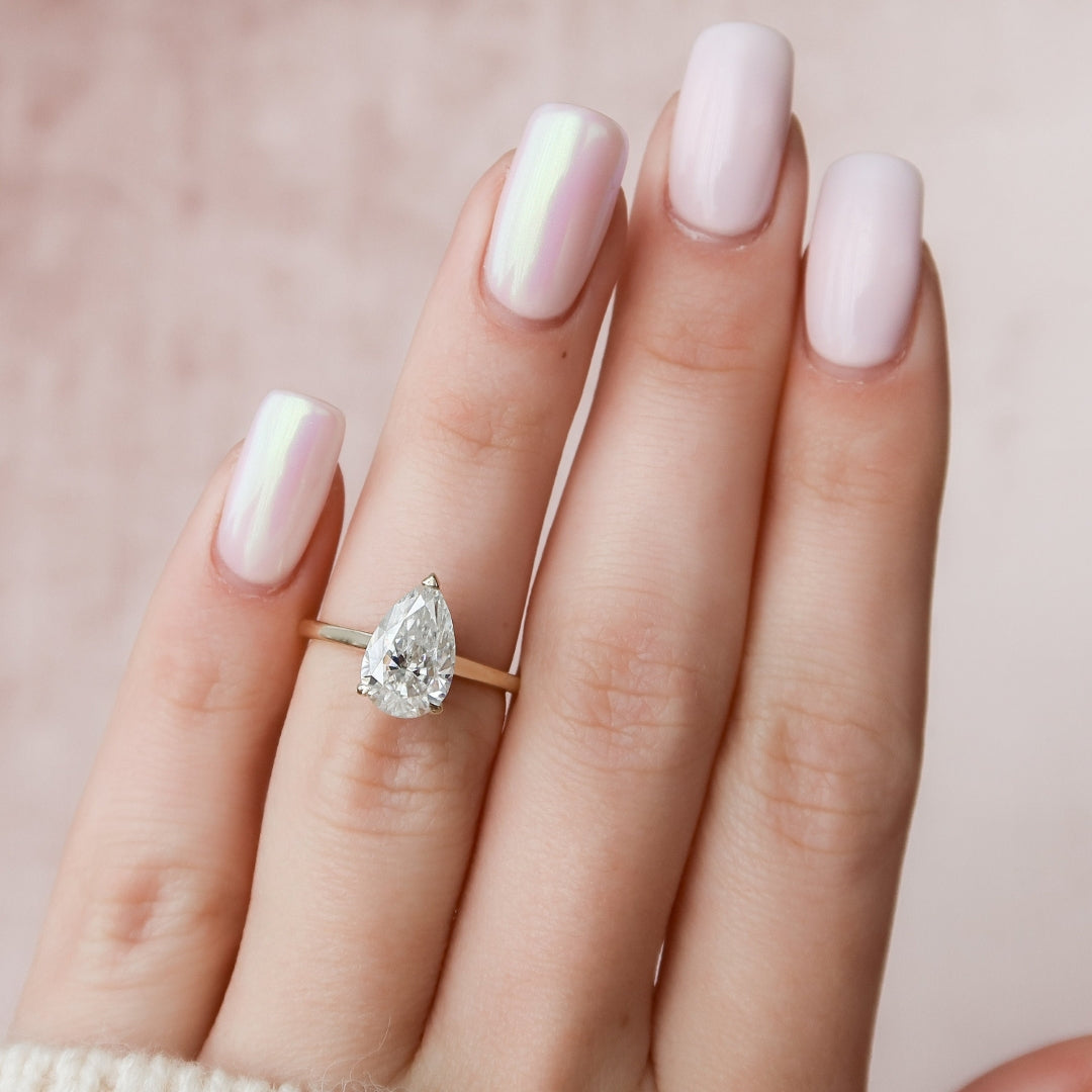 Handmade Pear Shaped Moissanite Bridal Ring