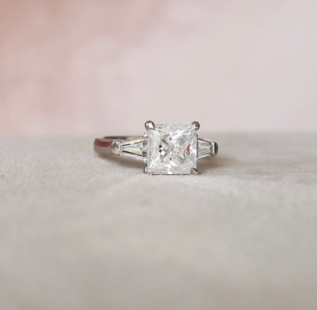 Moissanite 3 CT Princess Cut Diamond Wedding Ring Mapple Gems