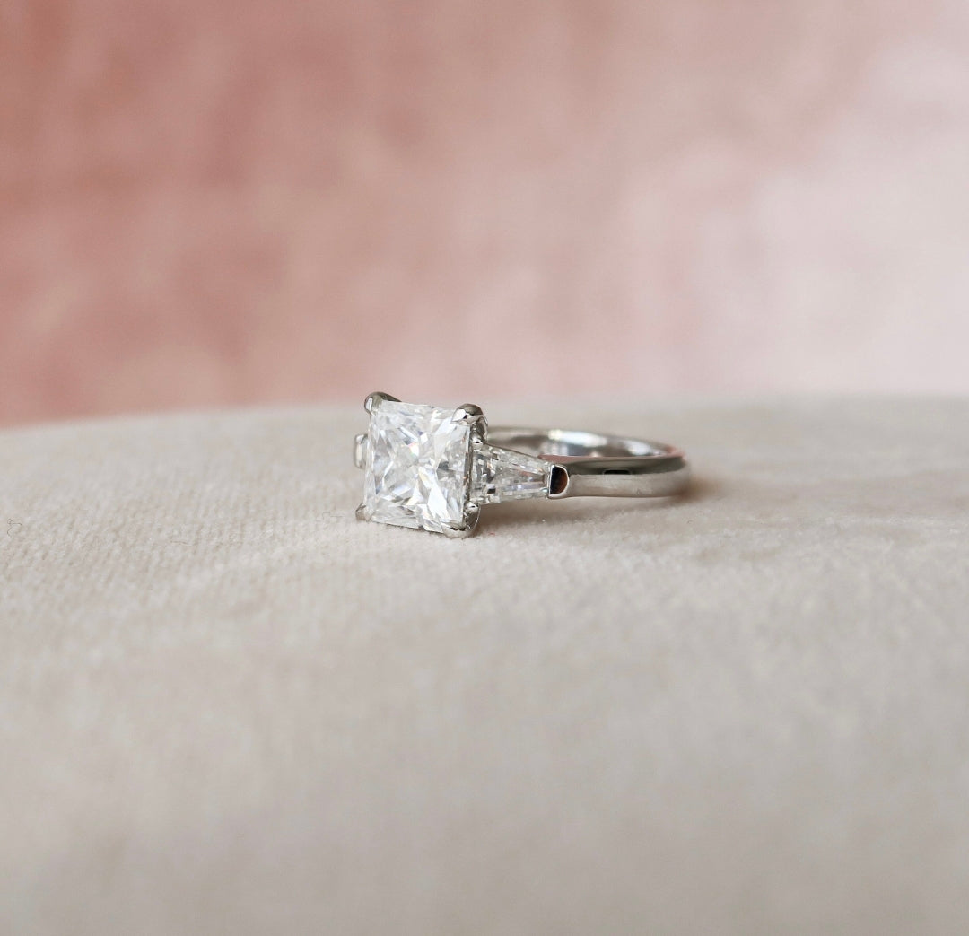 Moissanite 3 CT Princess Cut Diamond Wedding Ring Mapple Gems