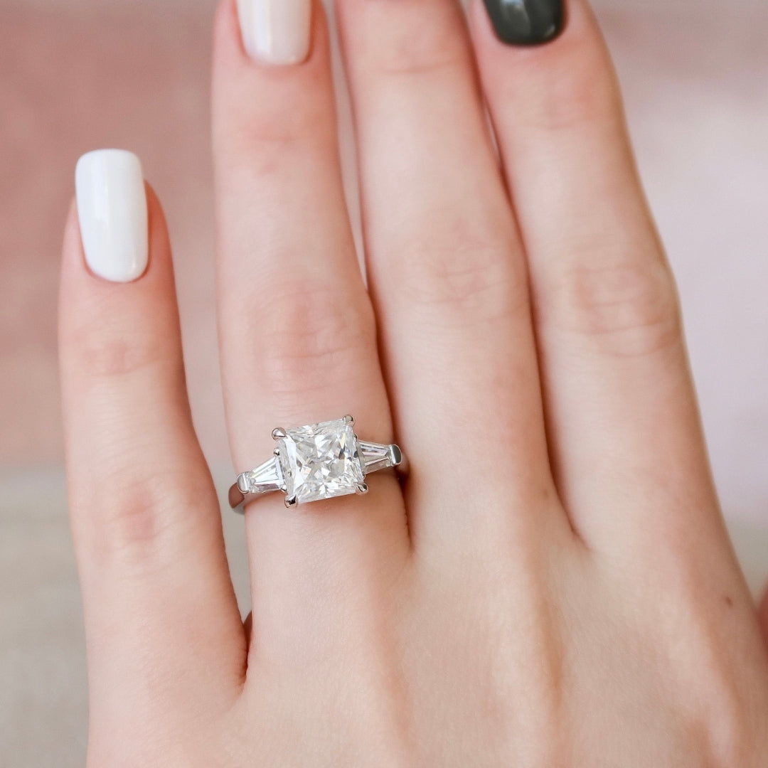Moissanite 3 CT Princess Cut Diamond Wedding Ring Mapple Gems