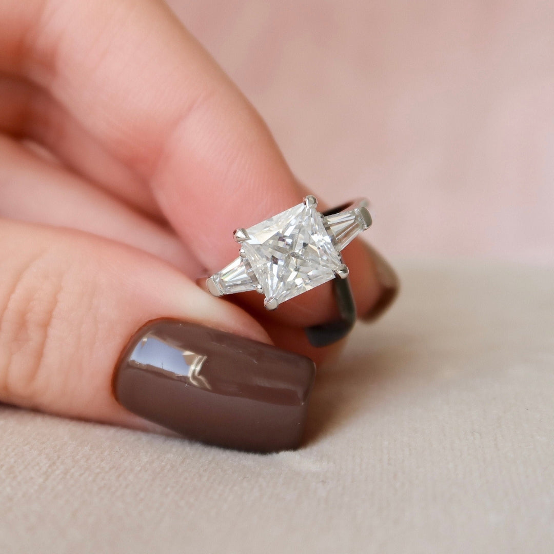 Moissanite 3 CT Princess Cut Diamond Wedding Ring Mapple Gems