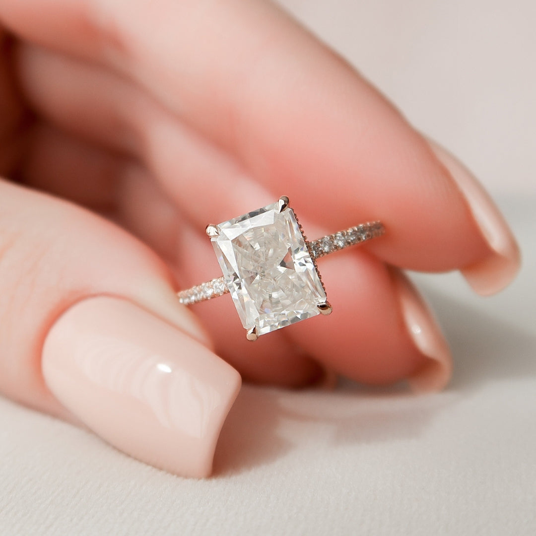 Moissanite 3.45 CT Radiant Cut Diamond Art Deco Anniversasry Ring Mapple Gems