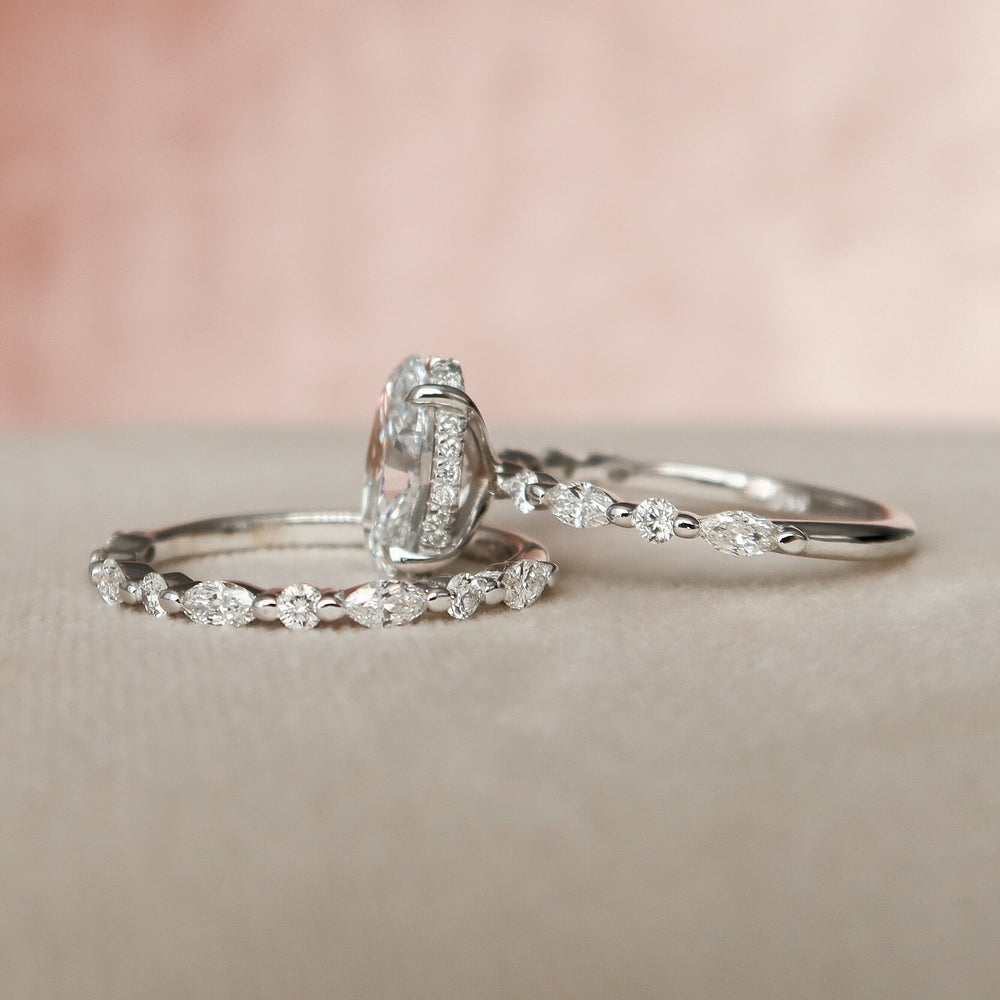 3.50 CT Oval Cut Moissanite Art Deco Bridal Ring Set Mapple Gems
