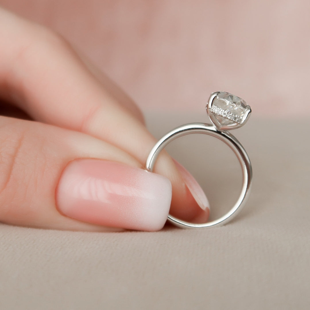 Solid Gold Oval Moissanite Engagement Ring