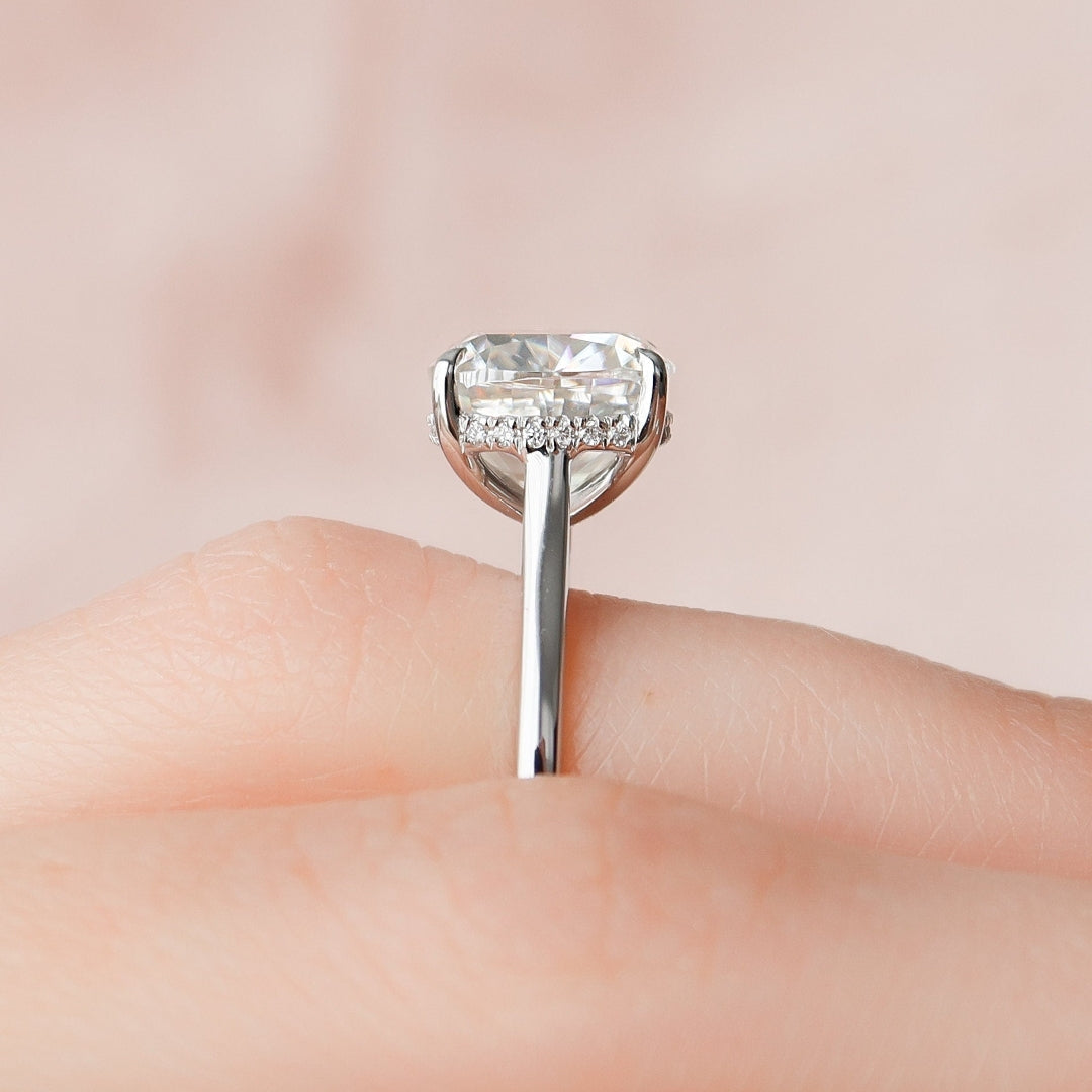 Custom Hidden Halo Cushion Ring