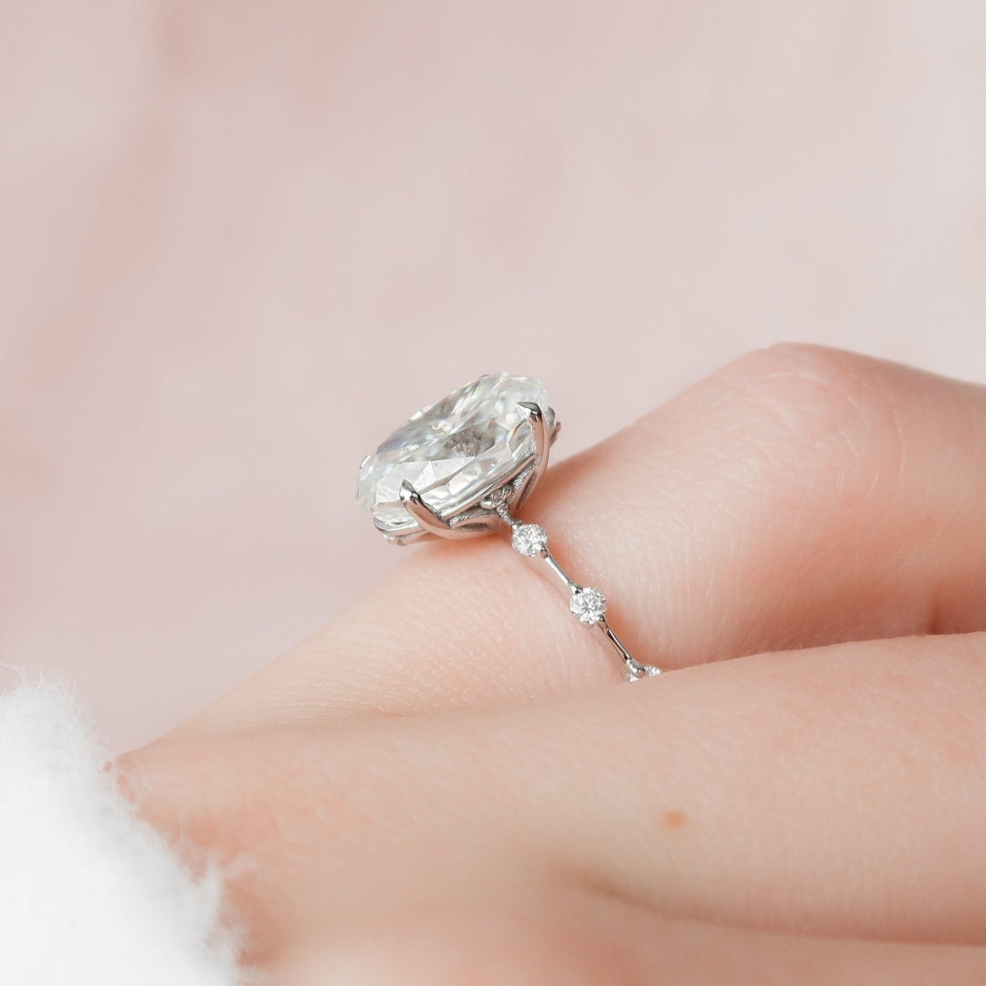Solid Gold Oval Cut Engagement Ring