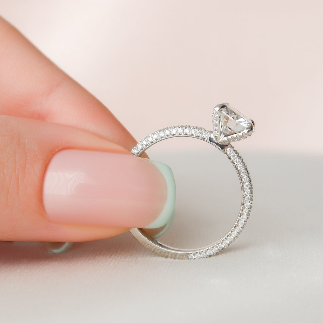 Custom Round Cut Moissanite Engagement Set