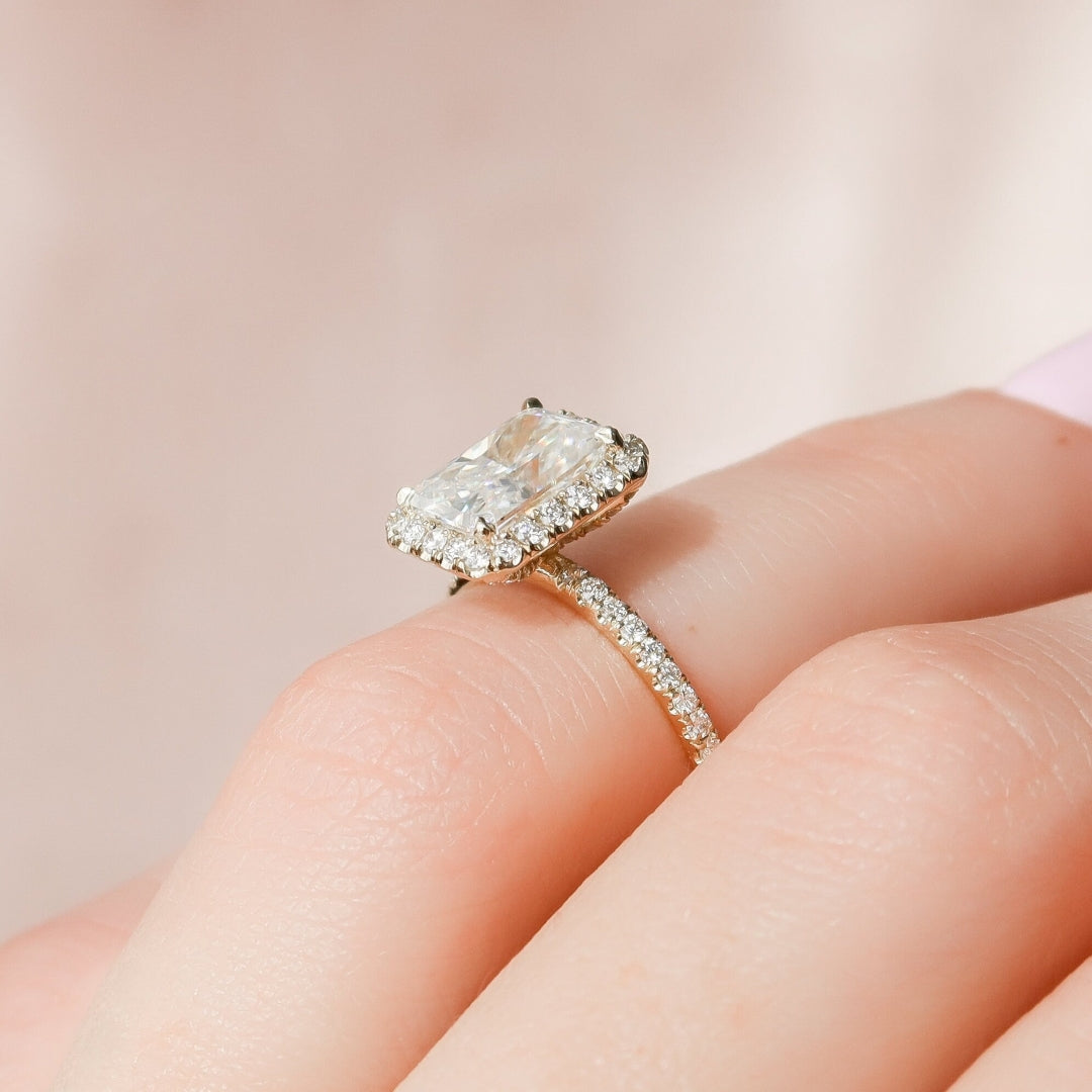 Moissanite 4.50 CT Radiant Cut Diamond Art Deco Victorian Enagagement Ring Mapple Gems