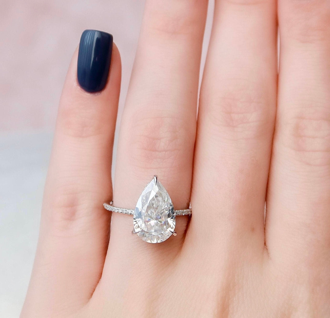 Classic Handmade Pear Moissanite Ring