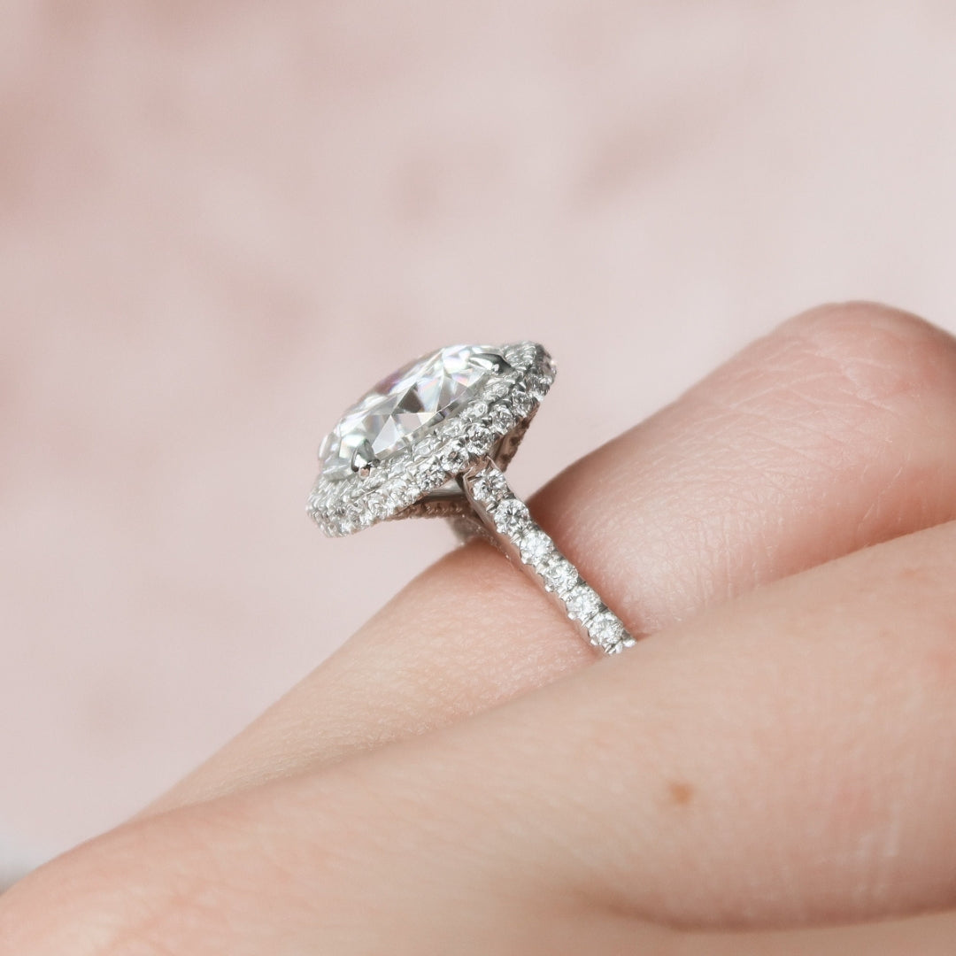 Round Cut Moissanite Halo Engagement Ring Timeless Solitaire Wedding & Promise Ring Mapple Gems