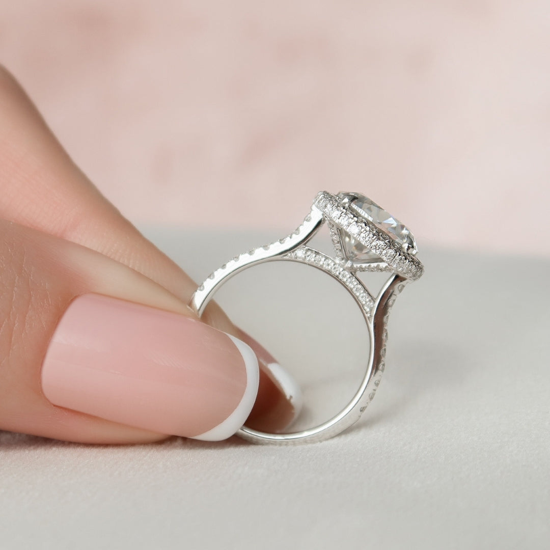 Round Cut Moissanite Halo Engagement Ring Timeless Solitaire Wedding & Promise Ring Mapple Gems