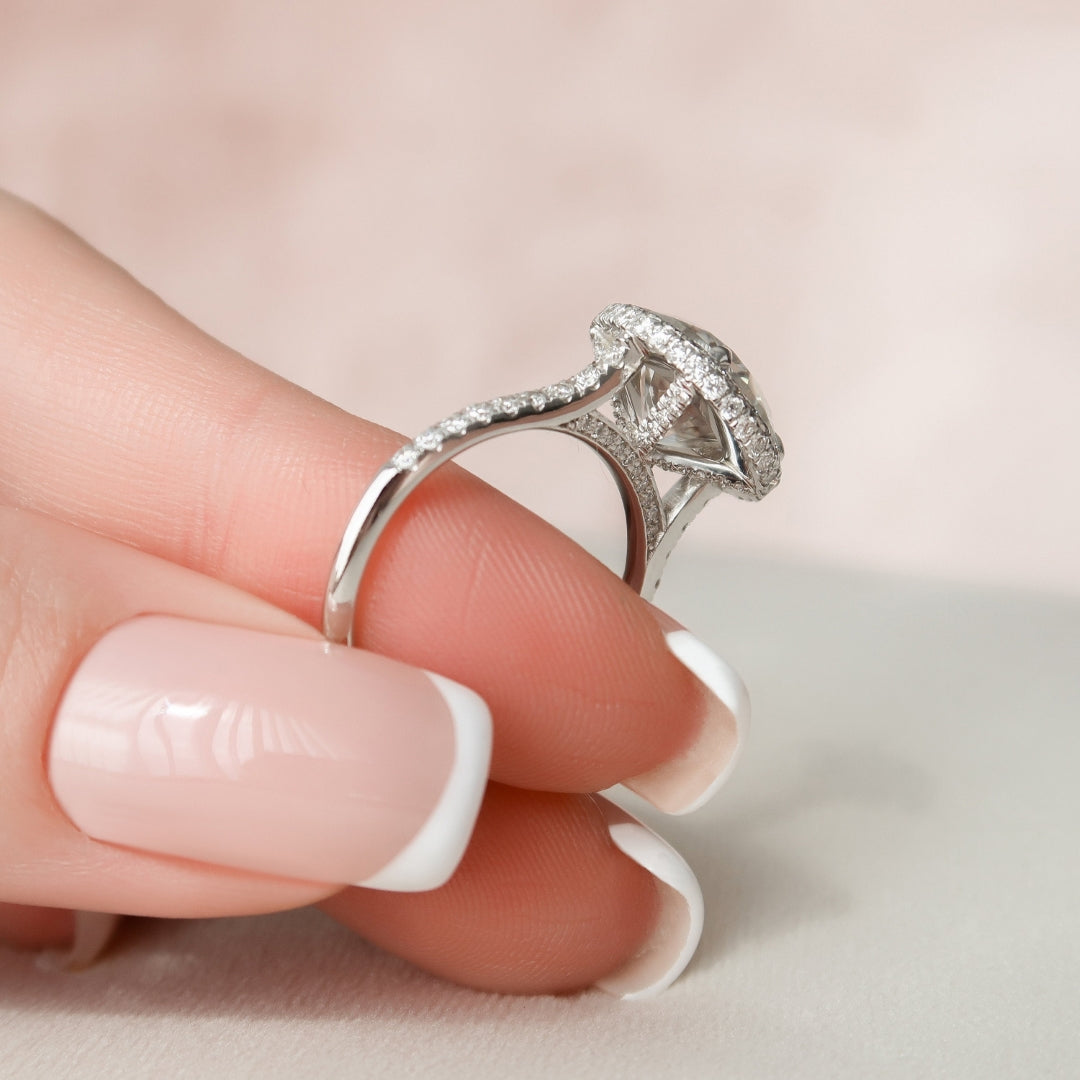 Round Cut Moissanite Halo Engagement Ring Timeless Solitaire Wedding & Promise Ring Mapple Gems