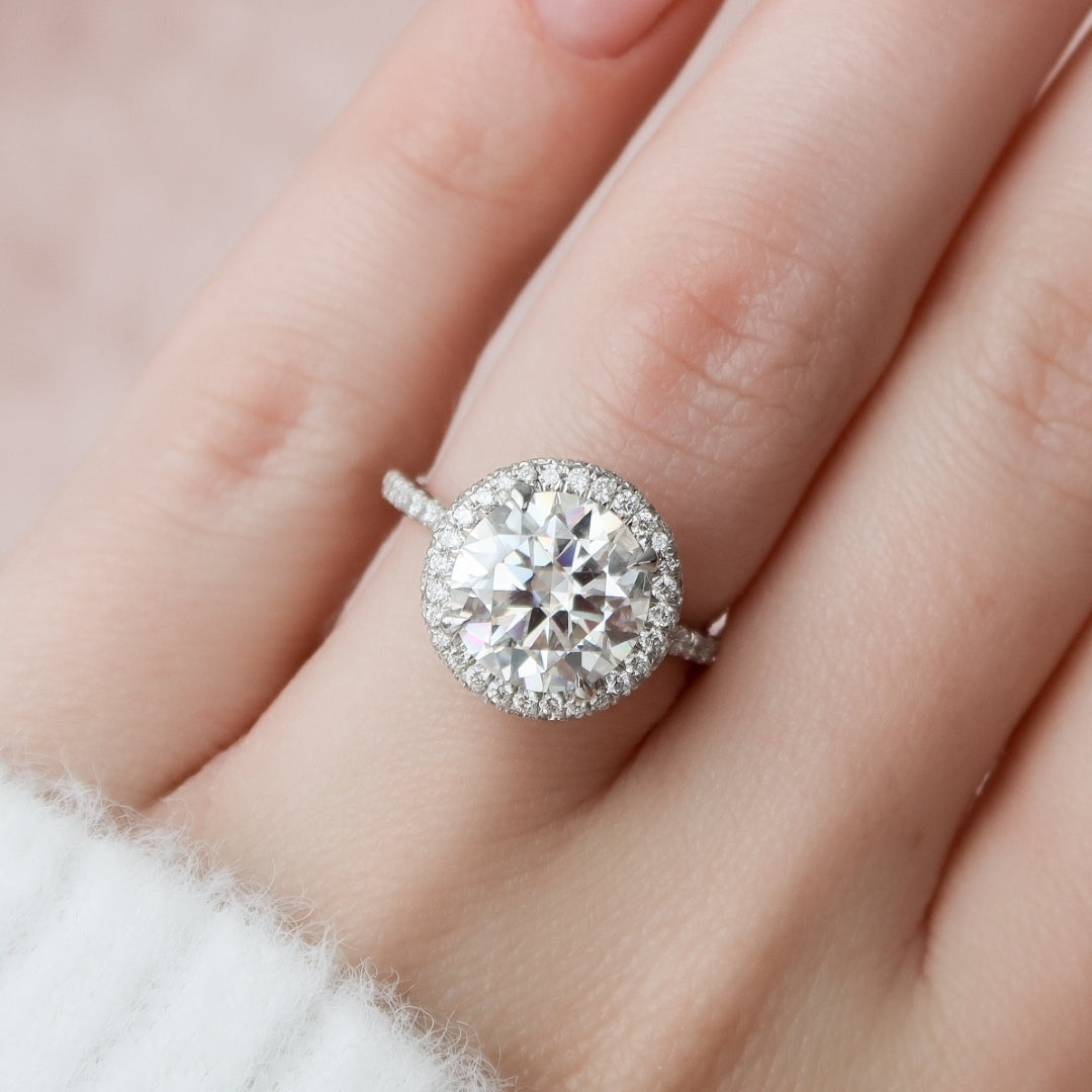 Round Cut Moissanite Halo Engagement Ring Timeless Solitaire Wedding & Promise Ring Mapple Gems