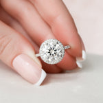 Load image into Gallery viewer, Round Cut Moissanite Halo Engagement Ring Timeless Solitaire Wedding & Promise Ring Mapple Gems