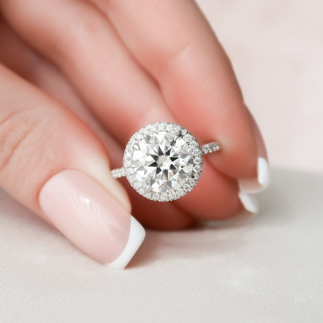 Round Cut Moissanite Halo Engagement Ring Timeless Solitaire Wedding & Promise Ring Mapple Gems