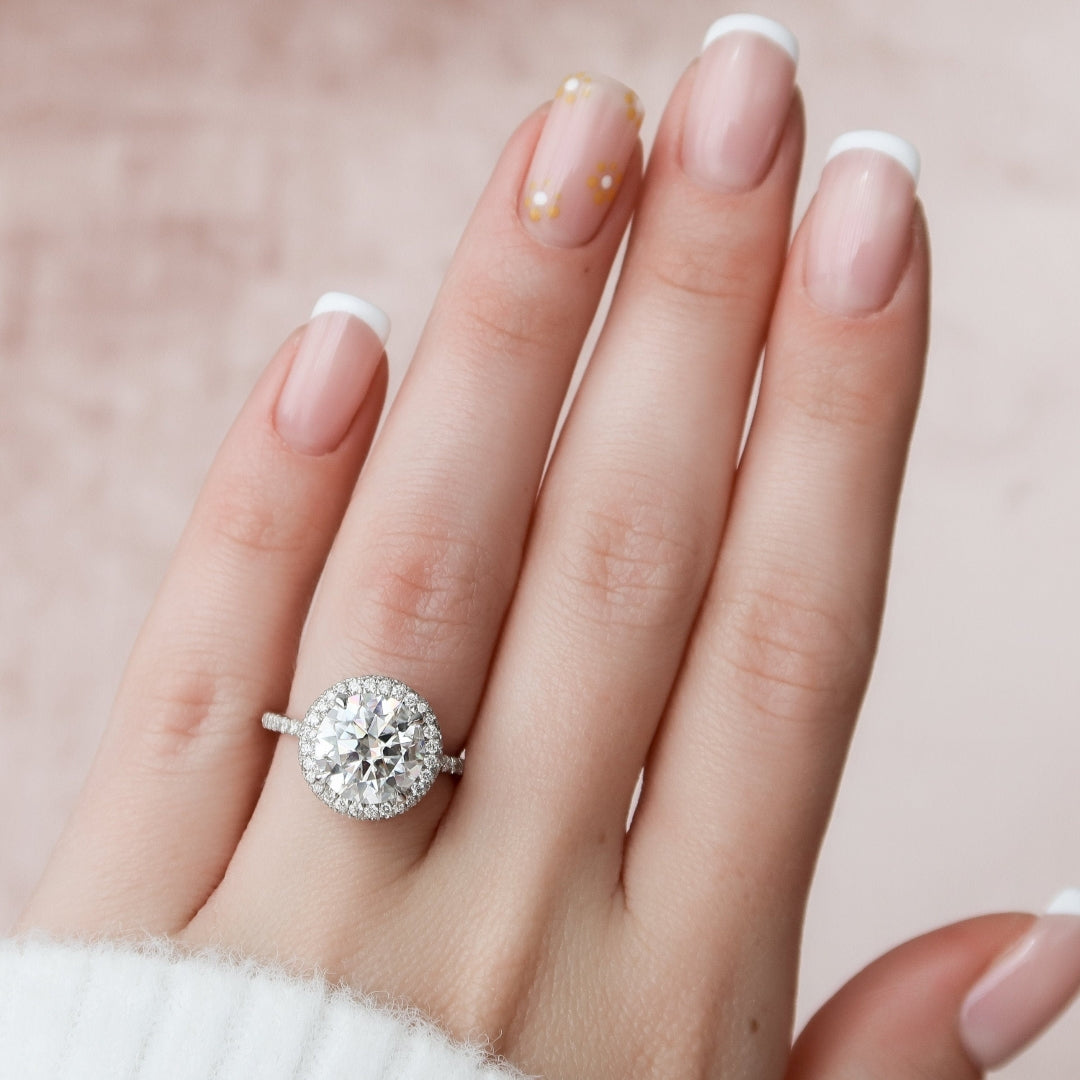 Round Cut Moissanite Halo Engagement Ring Timeless Solitaire Wedding & Promise Ring Mapple Gems