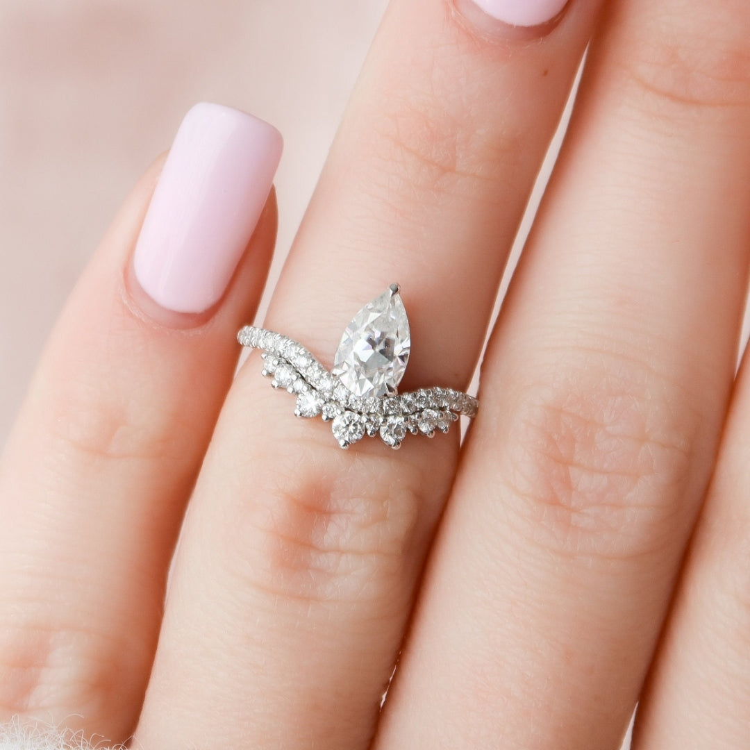 Teardrop Moissanite Engagement Ring Handmade