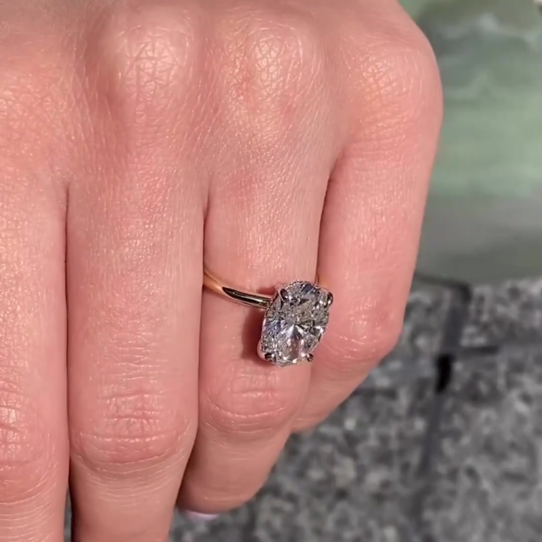 Oval Cut Moissanite Solitaire Ring Solid Gold Engagement, Bridal & Anniversary Ring Mapple Gems