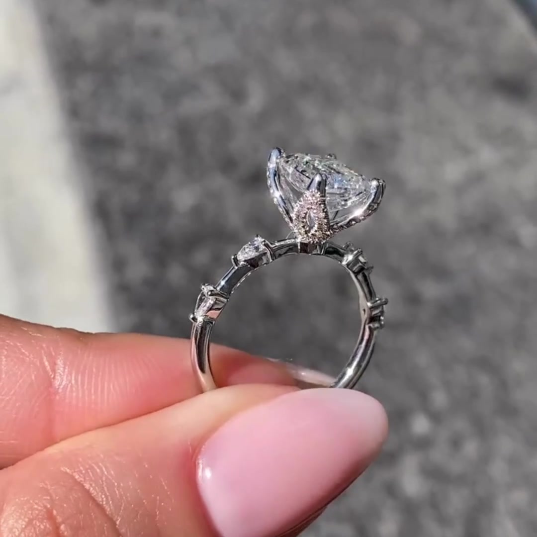 Custom Tulip Setting Moissanite Ring