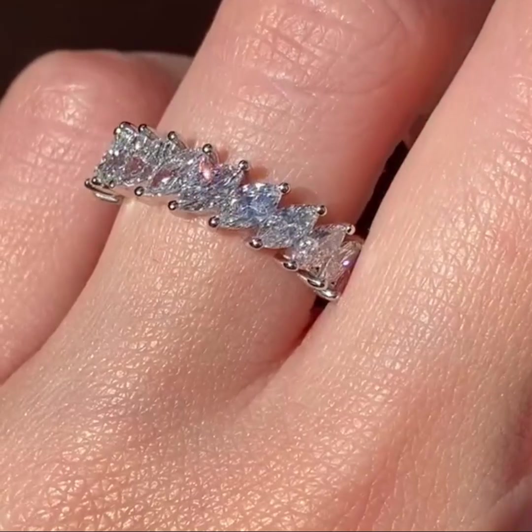 Marquise Cut Moissanite Eternity Wedding Band