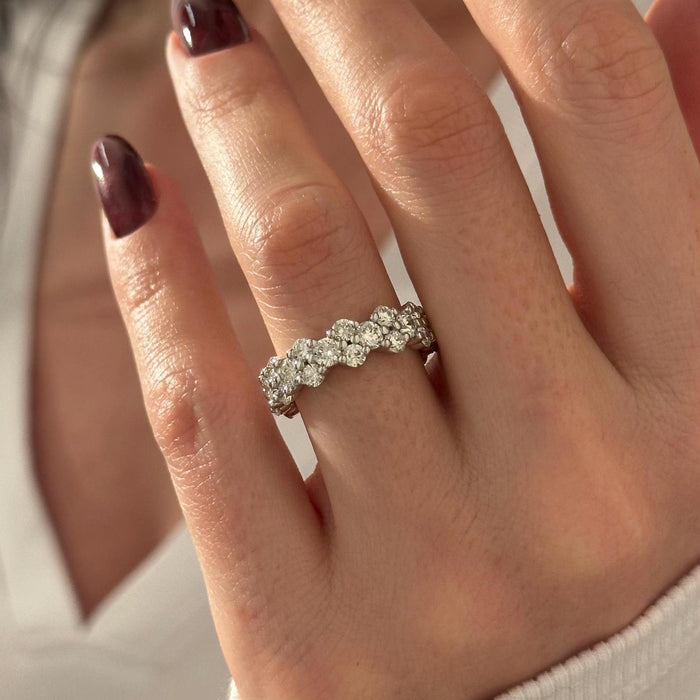 Round moissanite Cluster Wedding Band photo 1