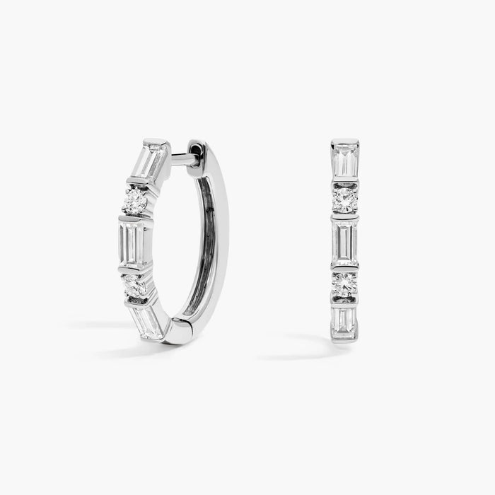 Baguette Cut Moissanite Round Hoop Earrings - hero