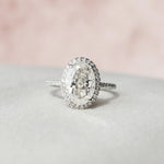 Load image into Gallery viewer, Oval Cut Halo Moissanite Engagement Ring