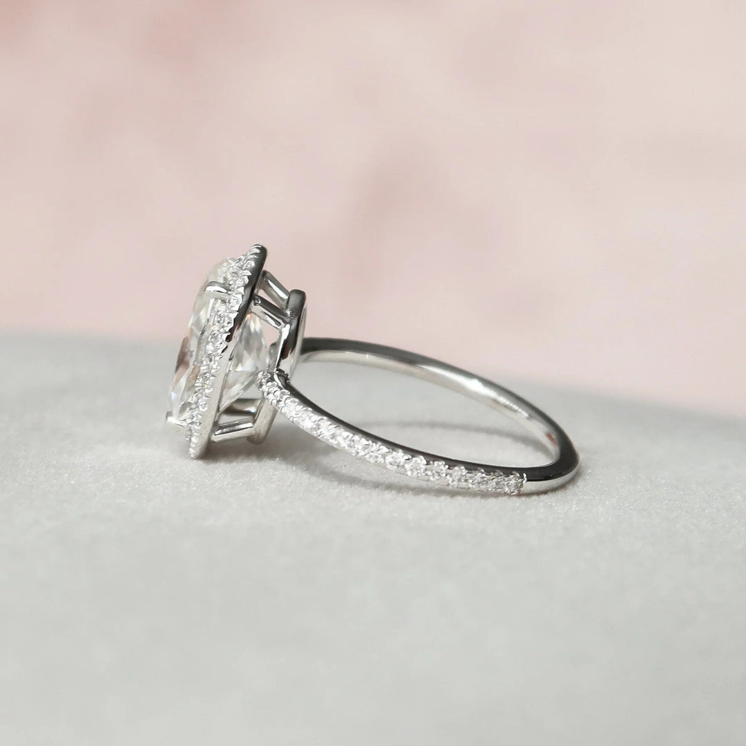 Solid Gold Oval Halo Wedding Ring