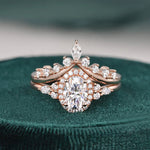 Load image into Gallery viewer, 2.0 CT Oval Cut Cluster Halo Moissanite Bridal Ring Set