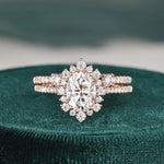 Load image into Gallery viewer, 2.0 CT Oval Cut Halo Moissanite Bridal Ring Set Mapple Gems