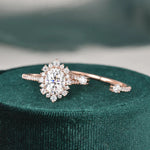 Load image into Gallery viewer, 2.0 CT Oval Cut Halo Moissanite Bridal Ring Set Mapple Gems