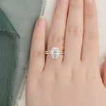 Load image into Gallery viewer, Oval Moissanite Halo Bridal Jewelry Set