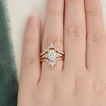 Load image into Gallery viewer, Oval Cut Moissanite Halo Engagement and Wedding Ring Set